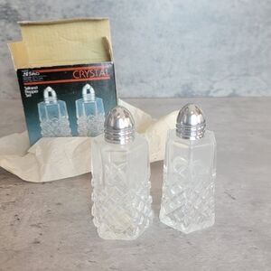 Vintage Lead Crystal Salt & Pepper Shakers Artmark Genuine 24% pbo Formal Set